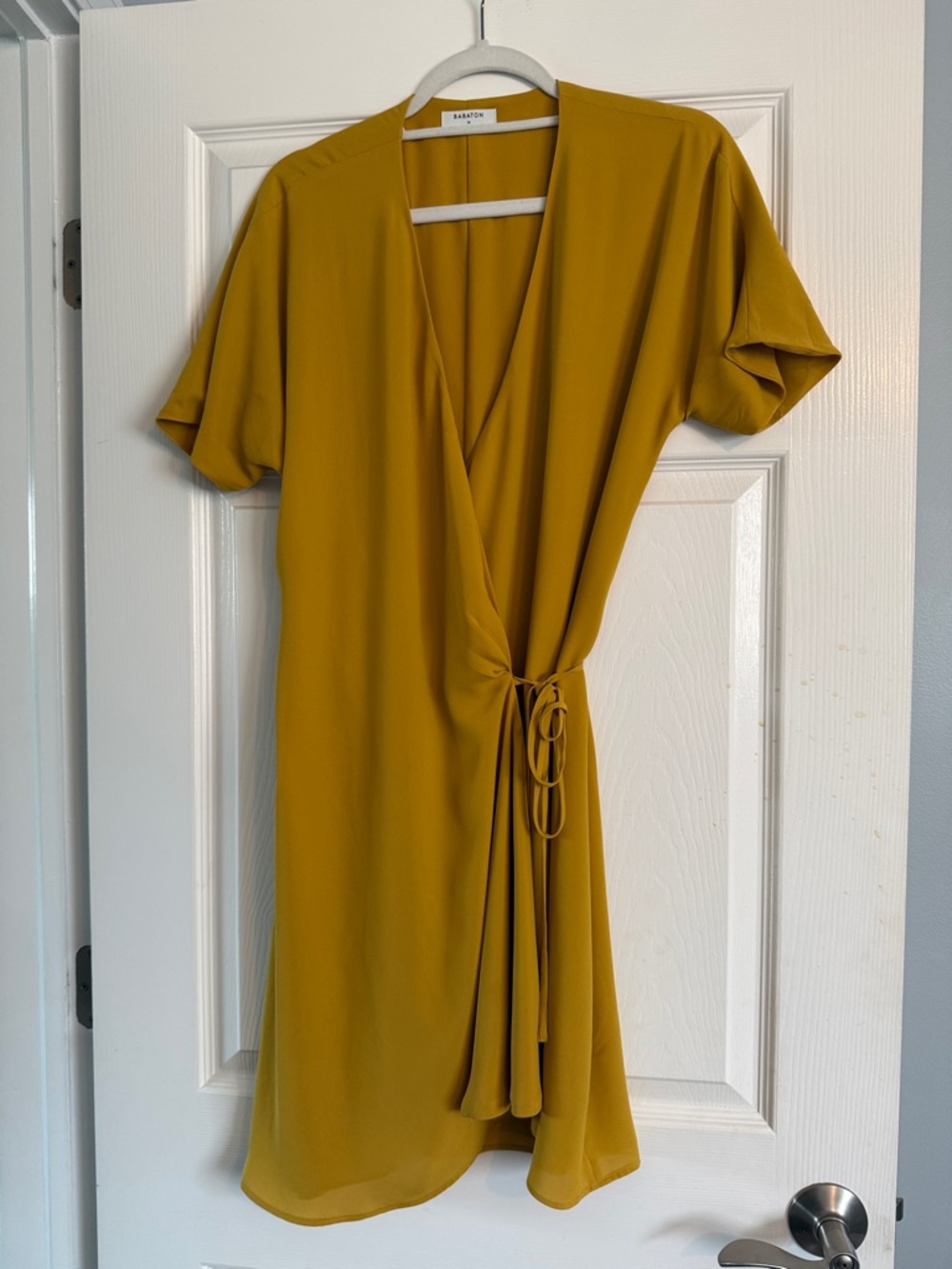 Babaton Wallace Dress - Mustard Yellow Wrap-Front